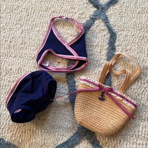 american girl doll two piece swimsuit and bag